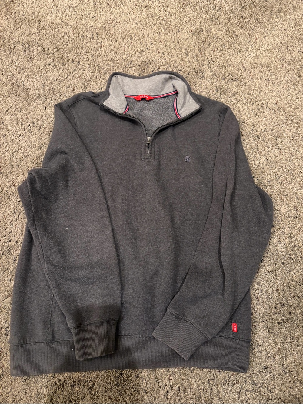 Izod Men's Charcoal Half-Zip Pullover with Contrast Collar